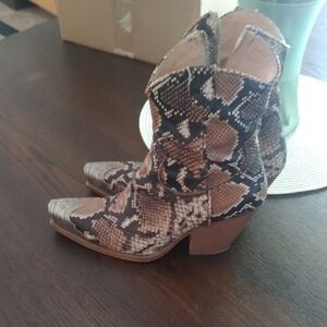 Free People Brown Snakeskin Heeled Boots